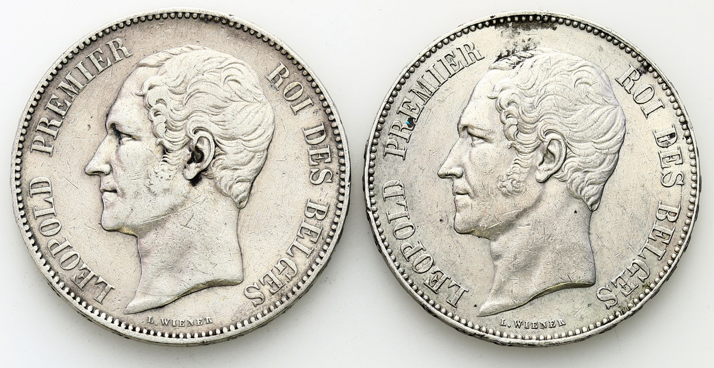 Belgia 5 franków 1849 i 1852 Leopold I – zestaw 2 sztuk